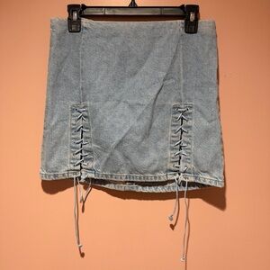 BDG Light Blue Lace-Up Mini Skirt